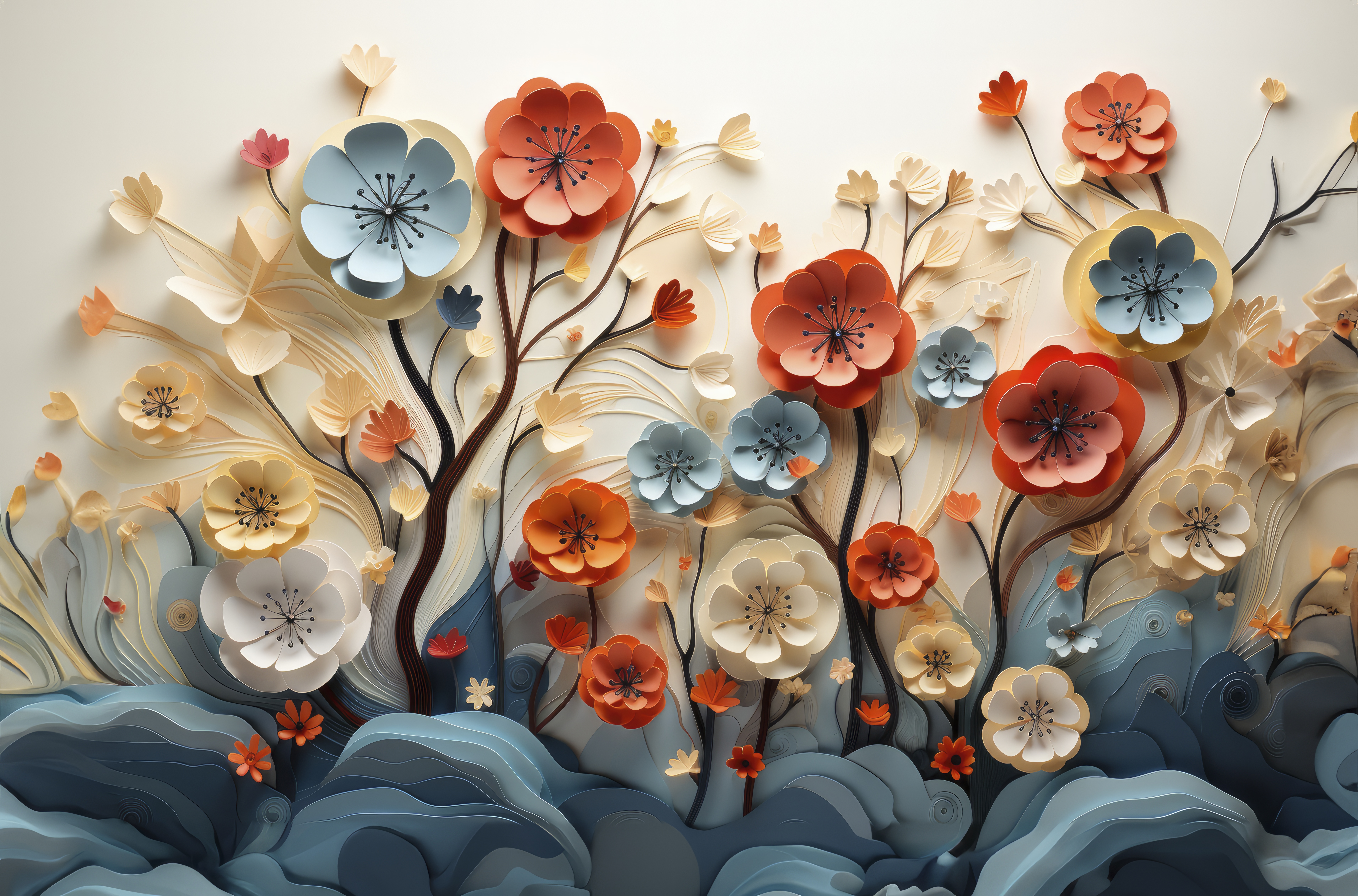 3D Rendering Flowers Wall Art Bangalore